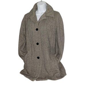 Wellington Fashions Womens Preppy Dark Academia Herringbone Car Coat SZ 10 VTG